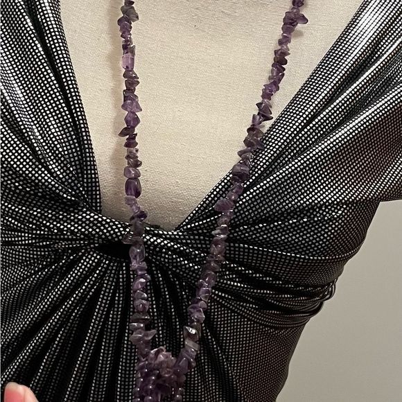 Amethyst chip necklace w/pendant - Picture 6 of 12